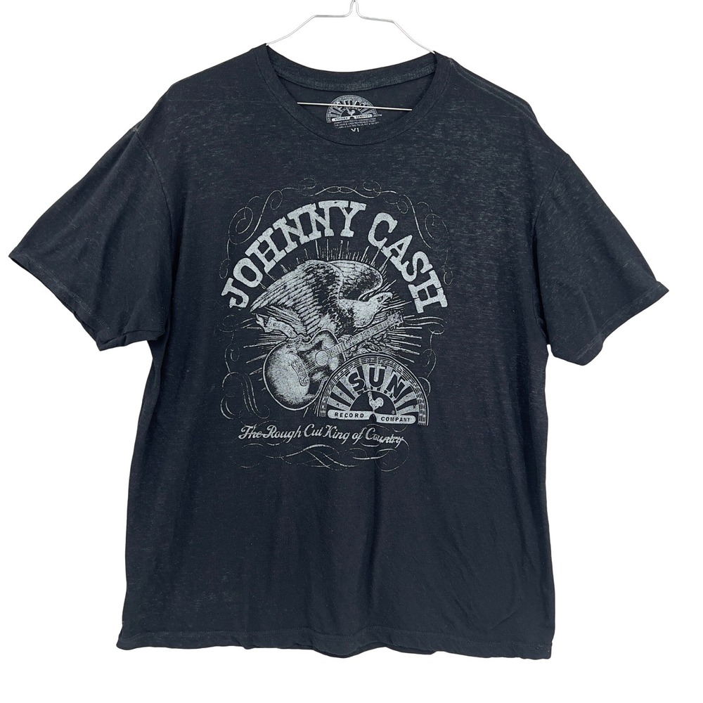 Johnny Cash Sun Records T Shirt Mens XL Black The Rough Cut King of‎ Country